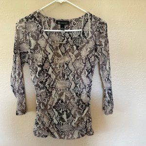 INC International Concepts Snake Print M Blouse Top Fitted sheer sleeve